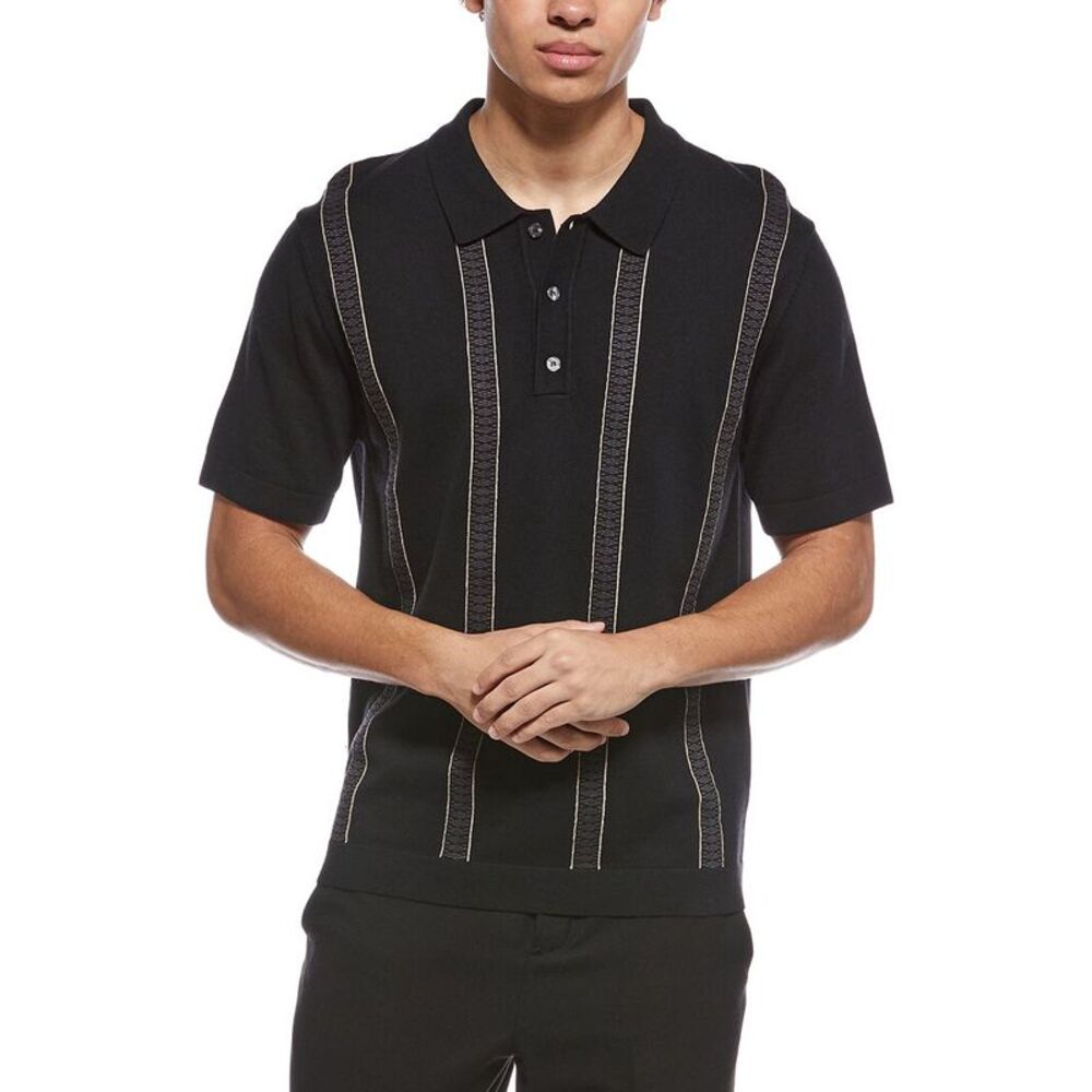 Truth Mens  Striped Polo Sweater, Black